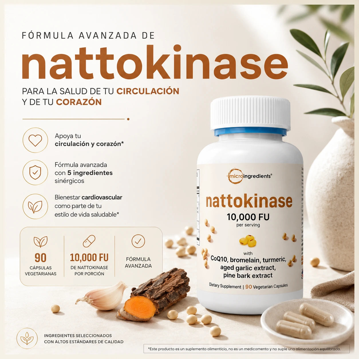 Nattokinase - Fórmula avanzada de Nattokinase para la salud de tu circulación y de tu corazón