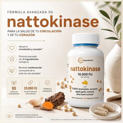 Nattokinase - Fórmula avanzada de Nattokinase para la salud de tu circulación y de tu corazón