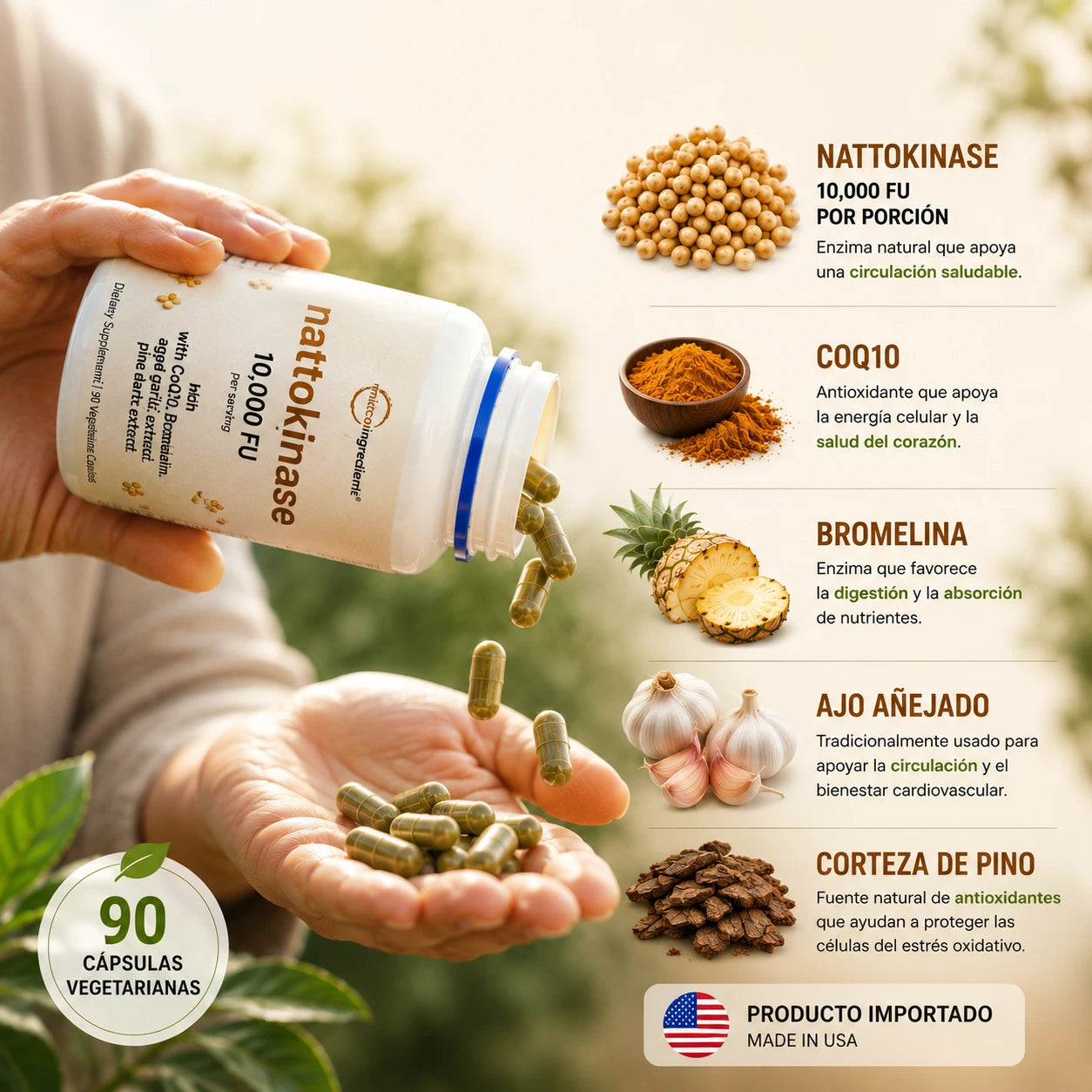 Nattokinase - Fórmula avanzada de Nattokinase para la salud de tu circulación y de tu corazón